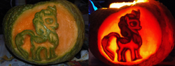 Size: 2964x1126 | Tagged: safe, kirin, carving, halloween, holiday, jack-o-lantern, nightmare night, pumpkin