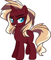 Size: 400x468 | Tagged: safe, artist:traveleraoi, oc, oc only, oc:summerset shadow, pony, unicorn, base used, colored pupils, female, grin, magical lesbian spawn, mare, next generation, offspring, parent:sunset shimmer, parent:tempest shadow, parents:tempestshimmer, simple background, smiling, smirk, solo, transparent background