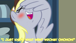 Size: 1280x720 | Tagged: safe, artist:mrerzebra92, edit, edited screencap, screencap, derpy hooves, pony, g4, my little pony best gift ever, blushing, facewing, female, i just don't know what went wrong, post office, solo, wing hands