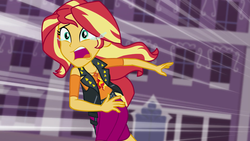Size: 1919x1080 | Tagged: safe, screencap, sunset shimmer, equestria girls, equestria girls series, forgotten friendship, g4, clothes, crying, mirrored, running, sad, skirt, solo