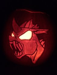 Size: 768x1024 | Tagged: safe, artist:warhorse26, changeling, halloween, holiday, irl, jack-o-lantern, photo, pumpkin