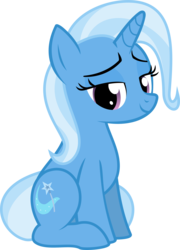 Size: 1375x1907 | Tagged: safe, artist:the smiling pony, trixie, pony, unicorn, g4, .svg available, female, horn, lidded eyes, looking at you, mare, simple background, sitting, smiling, solo, svg, transparent background, two toned mane, vector