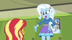 Size: 1920x1080 | Tagged: safe, screencap, sunset shimmer, trixie, equestria girls, equestria girls specials, g4, my little pony equestria girls: better together, my little pony equestria girls: forgotten friendship
