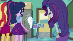 Size: 1920x1080 | Tagged: safe, screencap, rarity, sci-twi, sunset shimmer, trixie, twilight sparkle, equestria girls, equestria girls specials, g4, my little pony equestria girls: better together, my little pony equestria girls: forgotten friendship, boots, clothes, high heel boots, high heels, hoodie, rarity peplum dress, shoes, skirt, socks