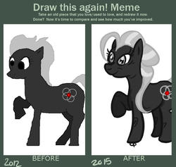 Size: 784x744 | Tagged: safe, artist:overlord pony, oc, oc only, earth pony, pony, comparison, draw this again, earth pony oc, female, raised hoof, redraw