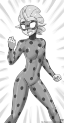 Size: 1000x1914 | Tagged: safe, artist:johnjoseco, ocellus, anthro, g4, clothes, costume, female, grayscale, miraculous ladybug, monochrome, sketch