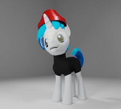 Size: 2500x2250 | Tagged: safe, artist:deloreandudetommy, oc, oc only, oc:supersaw, pony, unicorn, 3d, blender, clothes, costume, devo, energy dome, halloween, halloween costume, high res, male, stallion