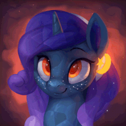 Size: 600x600 | Tagged: safe, artist:rodrigues404, oc, oc only, oc:moon cradle, crystal pony, pony, animated, cinemagraph, cute, female, mare, not luna, ocbetes, smiling, solo