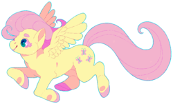 Size: 921x558 | Tagged: safe, artist:catcoins, fluttershy, pegasus, pony, g4, colored hooves, eyebrows, female, looking at something, looking away, mare, simple background, smiling, solo, spread wings, transparent background, wings