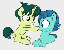 Size: 2000x1555 | Tagged: safe, artist:foal, berry star, green sprout, pony, background pony, boop, colt, duo, male