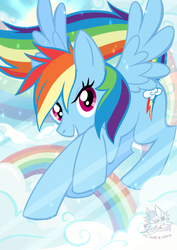 Size: 1600x2264 | Tagged: safe, artist:yomi-draws, rainbow dash, pegasus, pony, g4, female, flying, solo