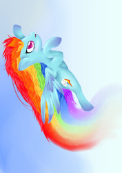 Size: 1447x2039 | Tagged: safe, artist:nirisamelady, rainbow dash, pegasus, pony, g4, female, flying, rainbow trail, solo