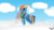 Size: 1024x576 | Tagged: safe, artist:brucehun, rainbow dash, pegasus, pony, g4, clothes, cloud, female, goggles, mare, on a cloud, rainbow, solo, uniform, watermark, wings, wonderbolts uniform