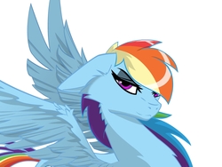 Size: 1024x768 | Tagged: safe, artist:fakkom, rainbow dash, pegasus, pony, g4, female, simple background, solo, spread wings, white background, wings
