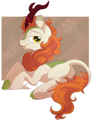 Size: 1024x1326 | Tagged: dead source, safe, artist:xgglitch, autumn blaze, kirin, sounds of silence, cloven hooves, female, leonine tail, lidded eyes, simple background, solo, transparent background