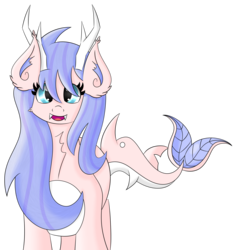 Size: 4376x4609 | Tagged: safe, artist:keksiarts, oc, oc only, oc:blueberry splash, original species, shark, shark pony, absurd resolution, antlers, chest fluff, clip studio paint, cute, digital art, ear fluff, fangs, female, fish tail, halfbody, mare, simple background, solo, teeth, transparent background