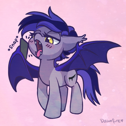 Size: 1029x1029 | Tagged: safe, artist:dawnfire, oc, oc only, oc:inky, bat pony, pony, ahegao, bat pony oc, blushing, cellphone, fangs, mawshot, open mouth, phone, selfie, smartphone, solo, tongue out, wing claws, wing hold