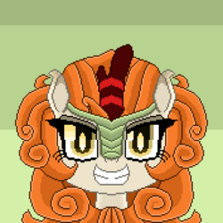 Size: 3894x3894 | Tagged: safe, artist:superhypersonic2000, autumn blaze, kirin, g4, sounds of silence, bust, female, grin, high res, pixel art, portrait, smiling, solo