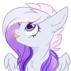 Size: 3000x3000 | Tagged: safe, artist:pesty_skillengton, oc, oc only, oc:cloud cover, pegasus, pony, bust, cute, female, high res, looking up, mare, portrait, simple background, solo, spread wings, tongue out, turned head, white background, wings