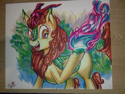 Size: 2048x1536 | Tagged: safe, artist:jowyb, autumn blaze, kirin, g4, sounds of silence, female, solo, traditional art