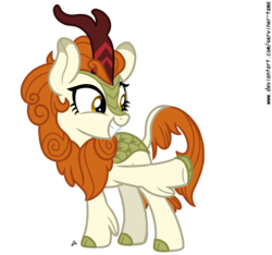 Size: 3184x2980 | Tagged: safe, artist:winter-scarf, autumn blaze, kirin, g4, sounds of silence, cloven hooves, female, high res, leonine tail, simple background, smiling, solo, transparent background, vector