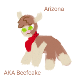 Size: 480x480 | Tagged: safe, artist:artdbait, arizona (tfh), cow, them's fightin' herds, 1000 hours in ms paint, clothes, community related, doodle, fightin' doods, green eyes, horns, scarf, serious