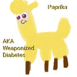 Size: 480x480 | Tagged: safe, artist:artdbait, paprika (tfh), alpaca, them's fightin' herds, 1000 hours in ms paint, community related, death stare, doodle, fightin' doods