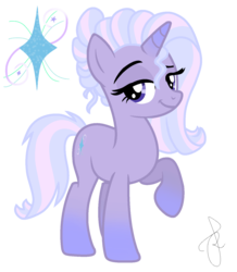 Size: 1326x1524 | Tagged: safe, artist:ilaria122, oc, oc:shiny, pony, unicorn, female, magical lesbian spawn, next generation, offspring, parent:starlight glimmer, parent:trixie, parents:startrix, simple background, smiling, transparent background