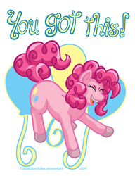 Size: 720x937 | Tagged: safe, artist:texasuberalles, part of a set, pinkie pie, earth pony, pony, g4, colored hooves, cutie mark background, eyes closed, female, mare, solo, you got this
