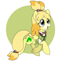Size: 800x800 | Tagged: safe, artist:perfectpinkwater, pegasus, pony, animal crossing, animal crossing: new leaf, clothes, female, isabelle, mare, ponified, simple background, super smash bros., super smash bros. ultimate, transparent background