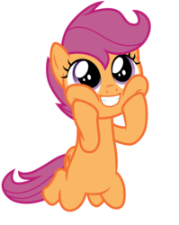 Size: 1412x1773 | Tagged: safe, artist:cloudy glow, artist:parclytaxel, scootaloo, pegasus, pony, g4, the washouts (episode), .ai available, cropped, cute, cutealoo, excited, female, hooves on cheeks, kneeling, simple background, solo, squishy cheeks, transparent background, vector