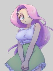 Size: 751x1003 | Tagged: safe, artist:xp_r6, fluttershy, equestria girls, g4, breasts, busty fluttershy, clasped hands, clothes, cute, female, looking away, shyabetes, solo