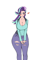 Size: 3508x4961 | Tagged: safe, artist:franschesco, starlight glimmer, human, equestria girls, g4, big breasts, breasts, busty starlight glimmer, cleavage, clothes, female, huge breasts, human coloration, humanized, simple background, smiling, solo, white background, wide hips
