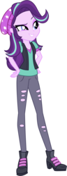 Size: 3251x8440 | Tagged: safe, artist:famousmari5, starlight glimmer, equestria girls, equestria girls specials, g4, mirror magic, absurd resolution, beanie, boots, clothes, female, full body, hand on hip, hat, high heel boots, pants, ripped pants, shoes, simple background, solo, transparent background, vector, vest