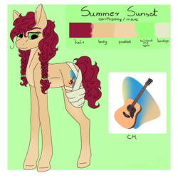 Size: 1000x1000 | Tagged: safe, artist:clarissa0210, oc, oc only, oc:summer sunset, earth pony, pony, amputee, female, mare, reference sheet, solo