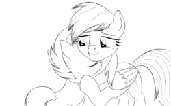 Size: 1024x640 | Tagged: safe, artist:vasillium, rainbow dash, scootaloo, pegasus, pony, g4, the washouts (episode), black and white, caring, cute, cutie mark, duo, family, female, filly, grayscale, hug, mare, monochrome, scootalove, sisterly love, smiling, wings