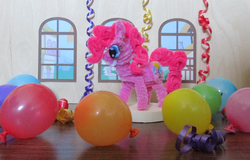 Size: 3664x2344 | Tagged: safe, artist:malte279, pinkie pie, g4, balloon, chenille wire, craft, high res, pipe cleaner sculpture, pipe cleaners, streamers