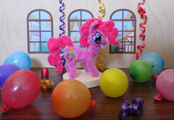 Size: 3762x2597 | Tagged: safe, artist:malte279, pinkie pie, g4, balloon, chenille wire, craft, high res, pipe cleaner sculpture, pipe cleaners, streamers