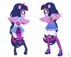 Size: 1600x1278 | Tagged: safe, artist:ilaria122, part of a set, sci-twi, twilight sparkle, equestria girls, equestria girls series, forgotten friendship, g4, rollercoaster of friendship, alternate hairstyle, alternate universe, boots, clothes, dress, duality, element of magic, geode of telekinesis, glasses, guardian, guardians of harmony, high heel boots, jewelry, leggings, ponied up, sci-twilicorn, shoes, simple background, starry wings, super ponied up, tiara, transparent background, vector