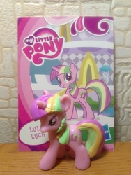 Size: 1620x2160 | Tagged: safe, lulu luck, pony, unicorn, g4, official, blind bag, blind bag card, female, irl, merchandise, photo, solo, toy, wave 2