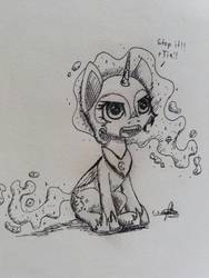 Size: 774x1032 | Tagged: safe, artist:ironbeastz, nightmare moon, pony, g4, female, filly, monochrome, nightmare woon, solo, traditional art