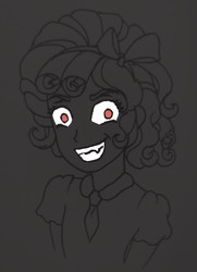 Size: 452x626 | Tagged: safe, artist:metalamethyst, cozy glow, human, g4, cozy glow is best facemaker, creepy, creepy smile, dark background, faic, female, humanized, looking at you, nightmare fuel, older, older cozy glow, pure concentrated unfiltered evil of the utmost potency, pure unfiltered evil, sinister smile, slasher smile, smiling, solo