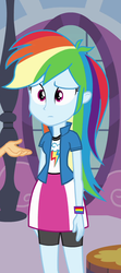 Size: 474x1068 | Tagged: safe, screencap, applejack, rainbow dash, equestria girls, g4, my little pony equestria girls, clothes, compression shorts, cropped, female, jacket, offscreen character, shorts, skirt