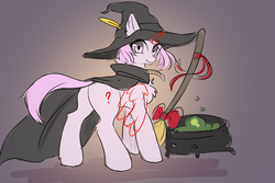 Size: 3000x2000 | Tagged: safe, artist:detectiveneko, pony, broom, commission, halloween, hat, high res, holiday, solo, witch, witch hat, your character here