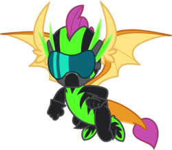 Size: 4579x4014 | Tagged: safe, artist:phucknuckl, smolder, dragon, g4, the washouts (episode), absurd resolution, clothes, dragoness, dragons wearing clothes, fake, female, flying, goggles, helmet, simple background, solo, transparent background, uniform, vector, washouts uniform