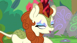 Size: 1278x719 | Tagged: safe, screencap, autumn blaze, kirin, sounds of silence, spoiler:s08, angry, animated, fangs, female, furious, glowing eyes, imminent nirik, rage, solo, teeth