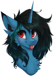 Size: 1024x1420 | Tagged: safe, artist:monogy, oc, oc only, oc:waifu, pony, unicorn, :p, bust, chest fluff, female, mare, portrait, simple background, solo, tongue out, transparent background
