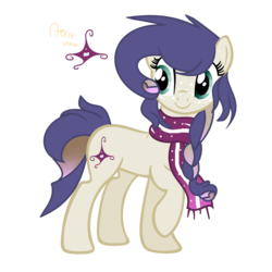 Size: 2096x2092 | Tagged: safe, artist:xxcutecookieswirlsxx, oc, oc only, oc:apple violet, earth pony, pony, clothes, female, high res, magical lesbian spawn, mare, offspring, parent:applejack, parent:rarity, parents:rarijack, scarf, simple background, solo, transparent background