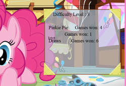 Size: 552x378 | Tagged: safe, pinkie pie, earth pony, pony, pink tac toe, g4, female, flash game, looking at you, semi-grimdark source, solo, tic tac toe