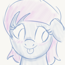 Size: 2100x2100 | Tagged: safe, artist:lannielona, pony, :p, advertisement, blushing, bust, commission, high res, portrait, silly, sketch, solo, tongue out, your character here